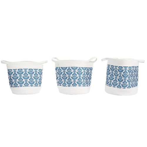 Lot De 3 Paniers De Rangement 30x31x30 Cm Collection Jaipure Bleu