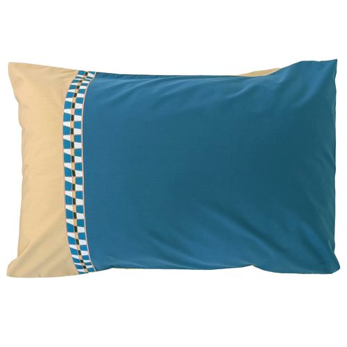 Parure De Lit 3 Pièces : Housse 260x240 Cm Et Taies 50x70 Cm En Percale De Coton Linoa Bleu Cobalt