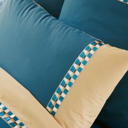 Parure De Lit 3 Pièces : Housse 260x240 Cm Et Taies 50x70 Cm En Percale De Coton Linoa Bleu Cobalt