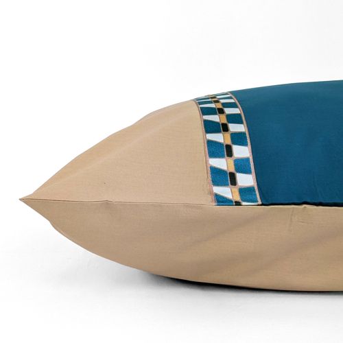 Parure De Lit 3 Pièces : Housse 260x240 Cm Et Taies 50x70 Cm En Percale De Coton Linoa Bleu Cobalt