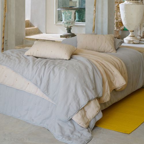 Couvre Lit Capitonné En Mousseline De Coton 260x240 Cm Andros Beige Ficelle