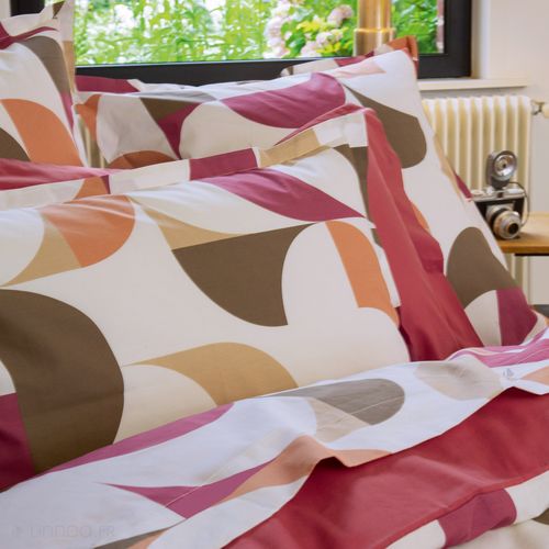 Taie De Traversin 200x43 Cm En 100% Percale Modulo Blanc Acajou