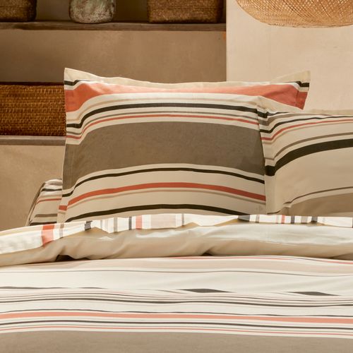 Taie D'oreiller 65x65 Cm Coton Hugo Beige/corail