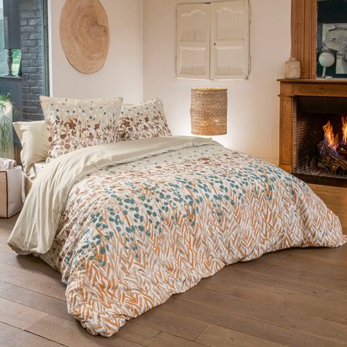 Parure De Lit 140x200 Cm 65x65 Cm Coton Évasion Pêche 2 Pièces