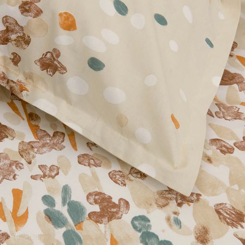 Parure De Lit 200x200 Cm 65x65 Cm Coton Évasion Pêche 3 Pièces