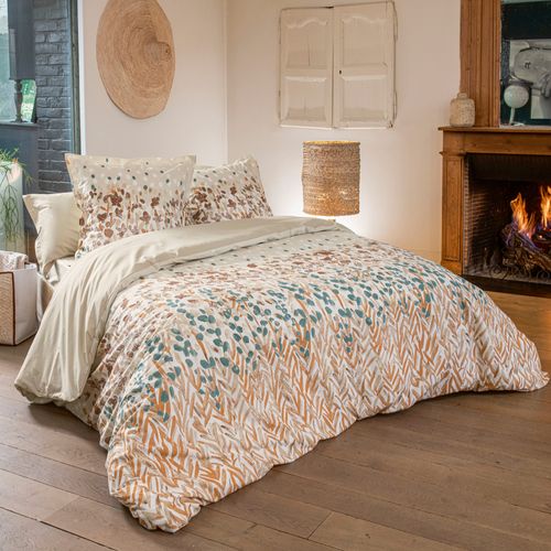 Parure De Lit 200x200 Cm 65x65 Cm Coton Évasion Pêche 3 Pièces