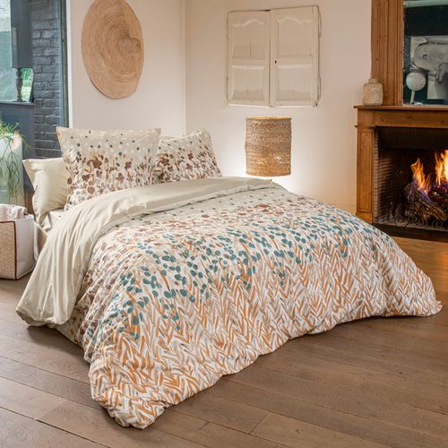 Parure De Lit 260x240 Cm 65x65 Cm Coton Évasion Pêche 3 Pièces