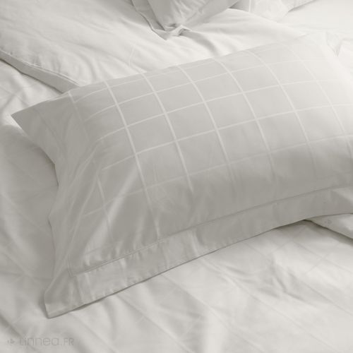 Taie D'oreiller 50x70 Cm Satin Concerto Carreaux Beige Craie