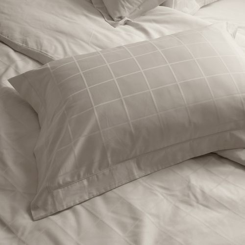 Taie D'oreiller 50x70 Cm Satin Concerto Carreaux Beige Lin