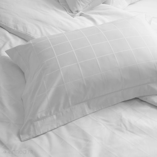 Taie D'oreiller 50x70 Cm Satin Concerto Carreaux Blanc Neige