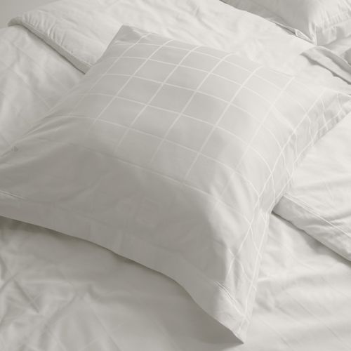 Taie D'oreiller 65x65 Cm Satin Concerto Carreaux Beige Craie