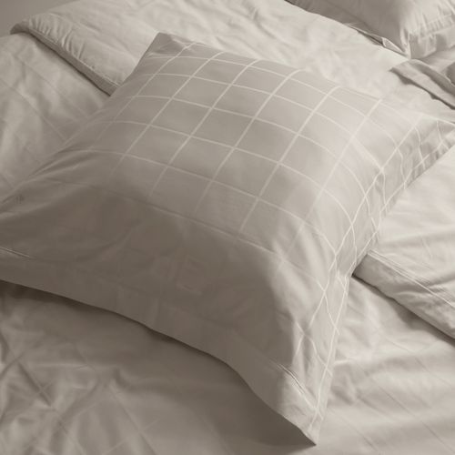 Taie D'oreiller 65x65 Cm Satin Concerto Carreaux Beige Lin