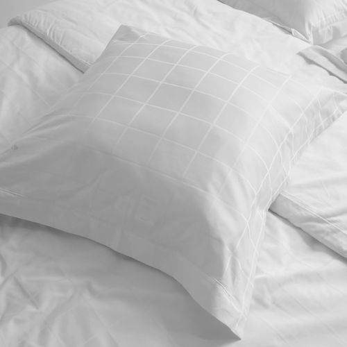 Taie D'oreiller 65x65 Cm Satin Concerto Carreaux Blanc Neige