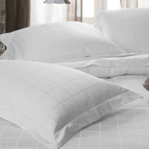 Taie D'oreiller 65x65 Cm Satin Concerto Rayures Blanc Neige