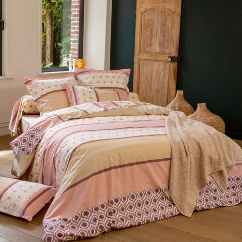 Taie De Traversin 140x43 Cm Coton Inouk Rose/beige