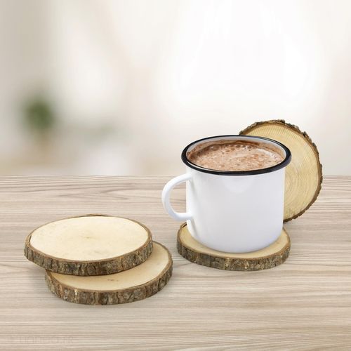 Lot De 4 Dessous De Verre En Rondin De Bois Rond 11 Cm Collection Bark