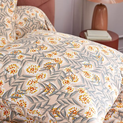 Parure De Drap 240x300 Cm 65x65 Flanelle Lily Gris Orange 3 Pièces