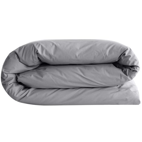 Housse De Couette Uni 280x240 Cm Percale De Coton Manoir Gris Ardoise