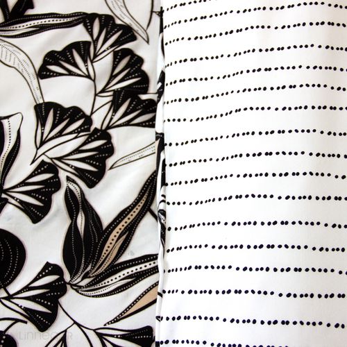 Parure De Lit 240x220 Cm En Microfibre Flore Noir Et Blanc Floral 3 Pièces
