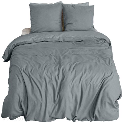 Parure De Lit 3 Pièces 260x240 Cm Sensation Flanelle Ardoise