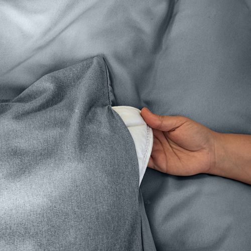 Parure De Lit 3 Pièces 260x240 Cm Sensation Flanelle Ardoise