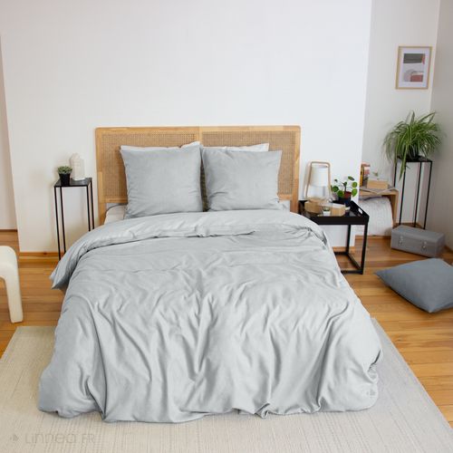 Parure De Lit 3 Pièces 240x220 Cm Sensation Flanelle Cendre