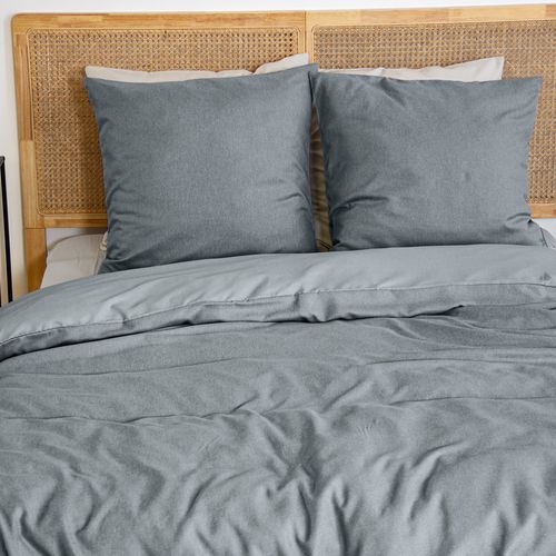 Parure De Lit 3 Pièces 240x220 Cm Sensation Flanelle Ardoise