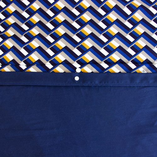 Parure De Lit 240x220 Cm En Microfibre Loss Bleu Foncé Motif Géométrique 3 Pièces