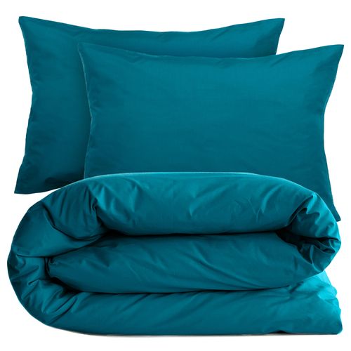 Parure De Lit 200x200 Cm Et Taie 50x70 Cm Percale Manoir Bleu Lagon