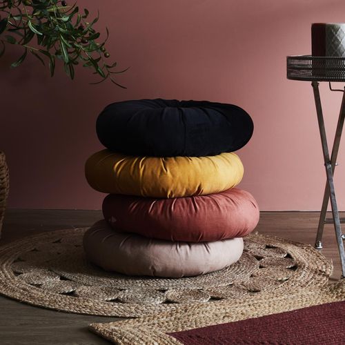 Coussin Rond En Polyester 40x40 Cm Collection Inaya Rouge Ocre