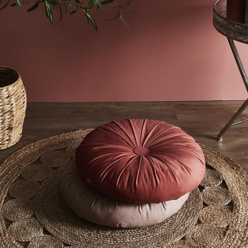 Coussin Rond En Polyester 40x40 Cm Collection Inaya Rouge Ocre