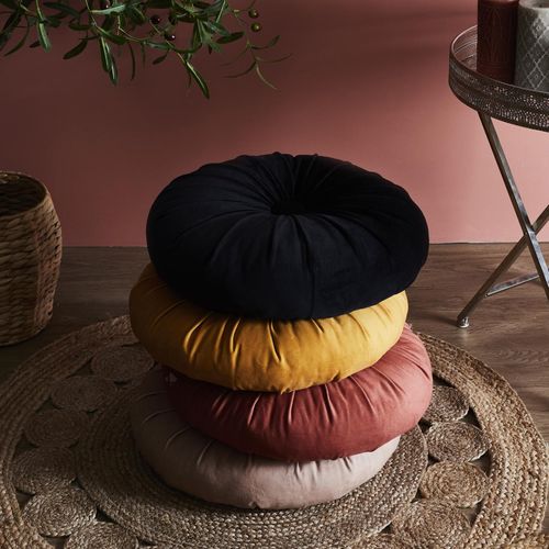 Coussin Rond En Polyester 40x40 Cm Collection Inaya Noir