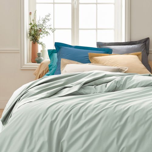 Drap Housse 80x200 Cm Bonnet 30 Cm Percale De Coton Passion Percale Vert Sauge