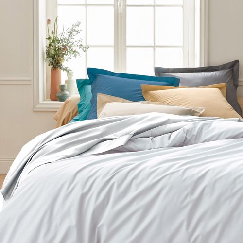 Drap Housse 200x200 Cm Bonnet 30 Cm Percale De Coton Passion Percale Blanc