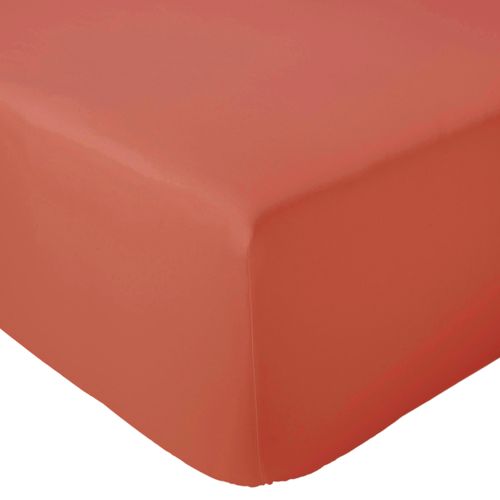 Drap Housse 120x200 Cm Bonnet 30 Cm Percale De Coton Passion Percale Rouge Acajou