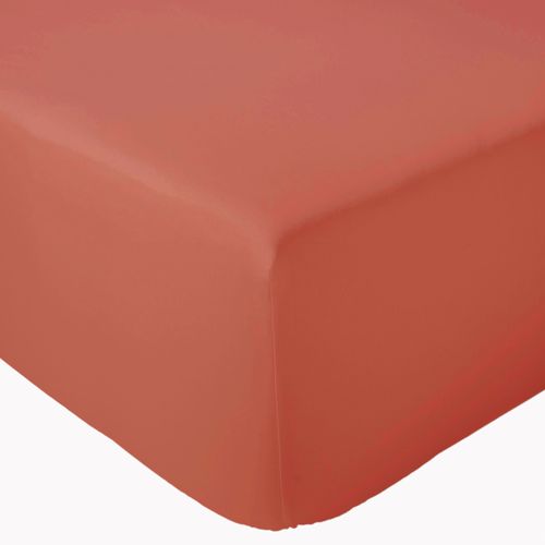 Drap Housse 200x200 Cm Bonnet 40 Cm Percale De Coton Passion Percale Rouge Acajou