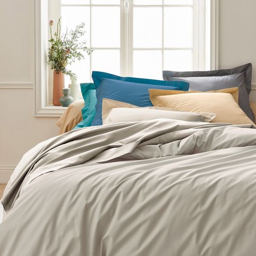 Drap Housse 160x200 Cm Bonnet 30 Cm Percale De Coton Passion Percale Beige Lin