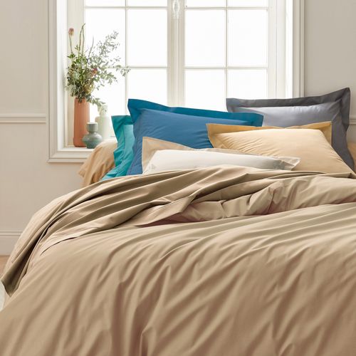 Drap Housse 180x200 Cm Bonnet 30 Cm Percale De Coton Passion Percale Marron Moka