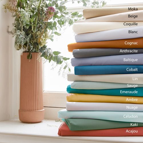 Drap Housse 200x200 Cm Bonnet 30 Cm Percale De Coton Passion Percale Marron Moka