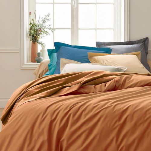 Drap Housse 90x190 Cm Bonnet 40 Cm Percale De Coton Passion Percale Marron Cognac
