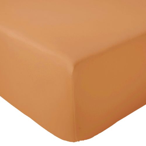 Drap Housse 120x200 Cm Bonnet 30 Cm Percale De Coton Passion Percale Marron Cognac