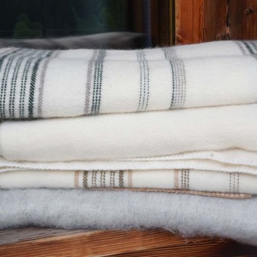 Plaid Laine Mélangée Et Mohair 120x180 Cm Bayonne Bayadère Beige Naturel/caramel