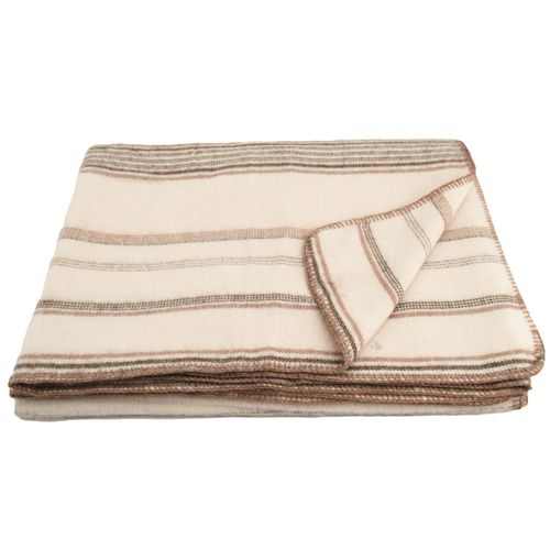 Plaid Laine Mélangée Et Mohair 120x180 Cm Bayonne Bayadère Beige Naturel/caramel