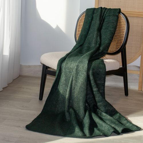 Plaid En Laine Mélangée 120x180 Cm Osloo Vert Sapin