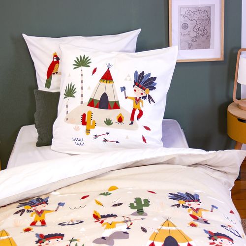 Parure De Lit Enfant Bi Histoire 140x200 Cm Ptit Aigle et Ptit Pirate Pur Coton Bci Mig Multicolore