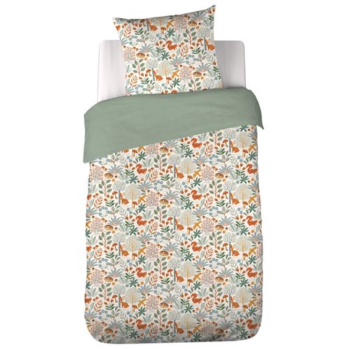 Parure De Lit Enfant 140x200cm Pierrot Pur Coton Bci Mig Vert 2 Pièces