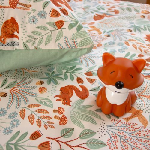 Parure De Lit Enfant 140x200cm Pierrot Pur Coton Bci Mig Vert 2 Pièces