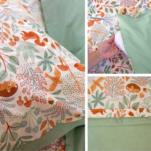 Parure De Lit Enfant 140x200cm Pierrot Pur Coton Bci Mig Vert 2 Pièces