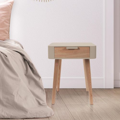 Table De Chevet 1 Tiroir En Bois Collection Shirel Taupe