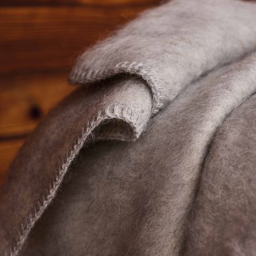Couverture En Laine Mélangée 220x240 Cm Osloo Gris Perle